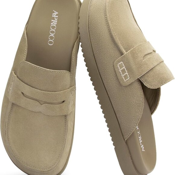 Shoes - Women's Suede Clogs Non-Slip Platform Mules Arch Support Comfort Shoes